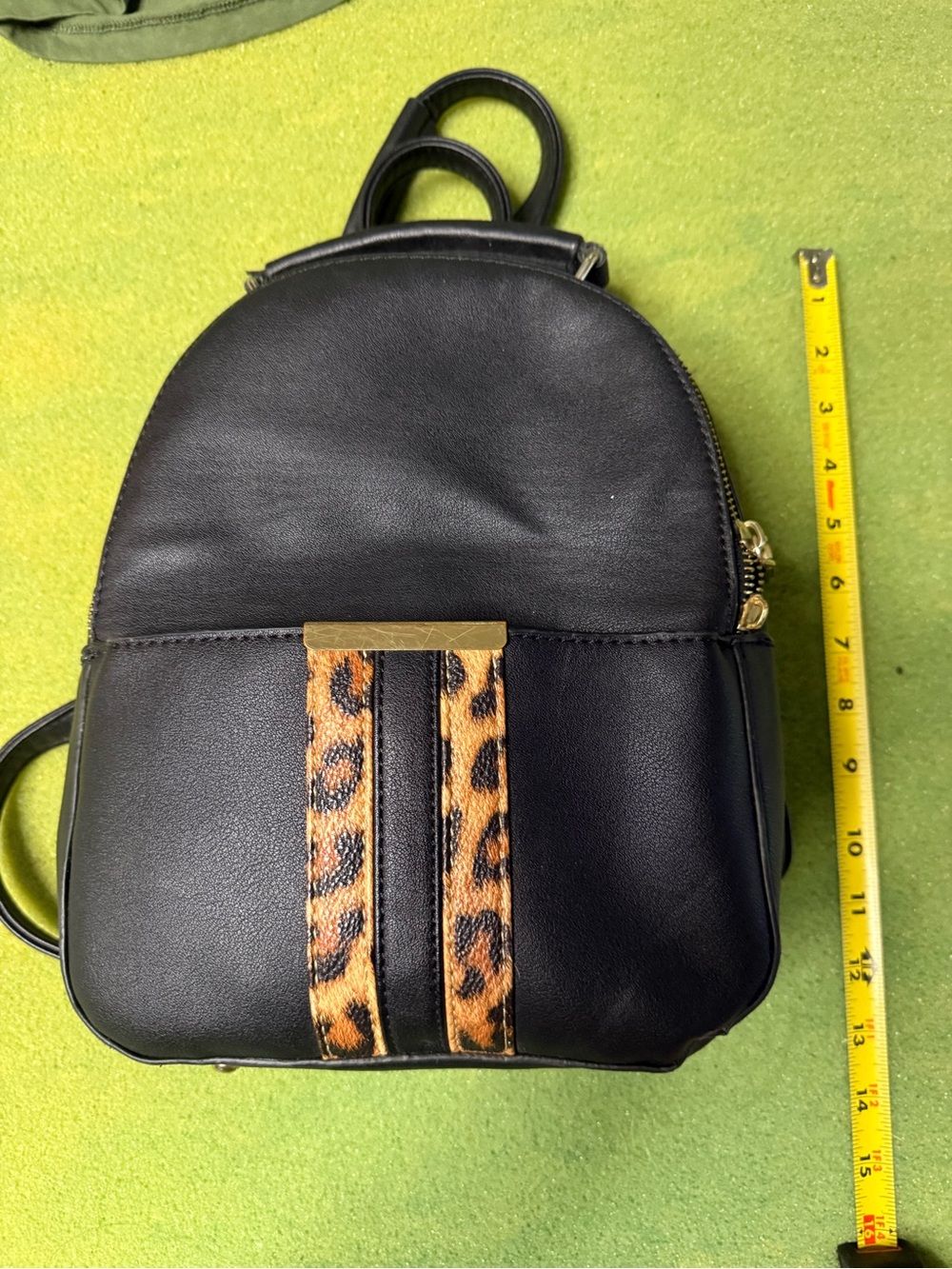 Black SOFT Mini Backpack with Leopard Accent See Pics